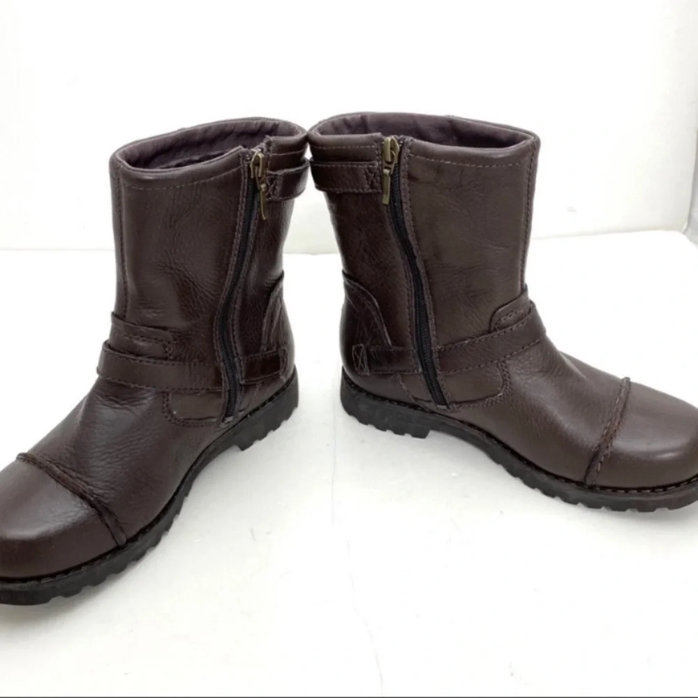 Ugg Cowen Cap toe Sheepskin Leather Biker Moto Boot in Brown Size 4 SN 3295